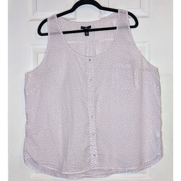 Gap Women's Sheer White Purple Spring Florals Cotton Tank Top XXL - Picture 1 of 12